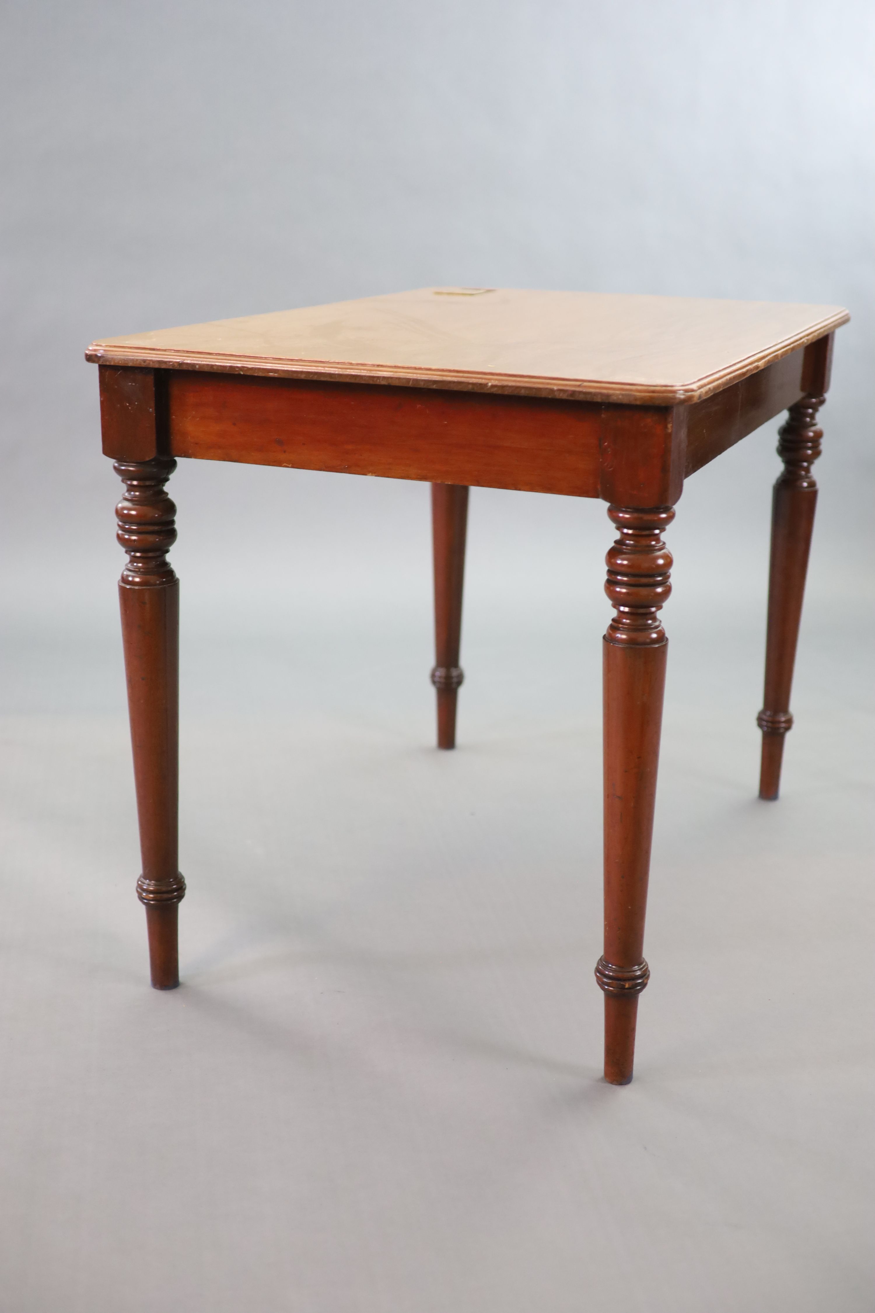 A Victorian mahogany writing table, W.110cm D.68cm H.78cm